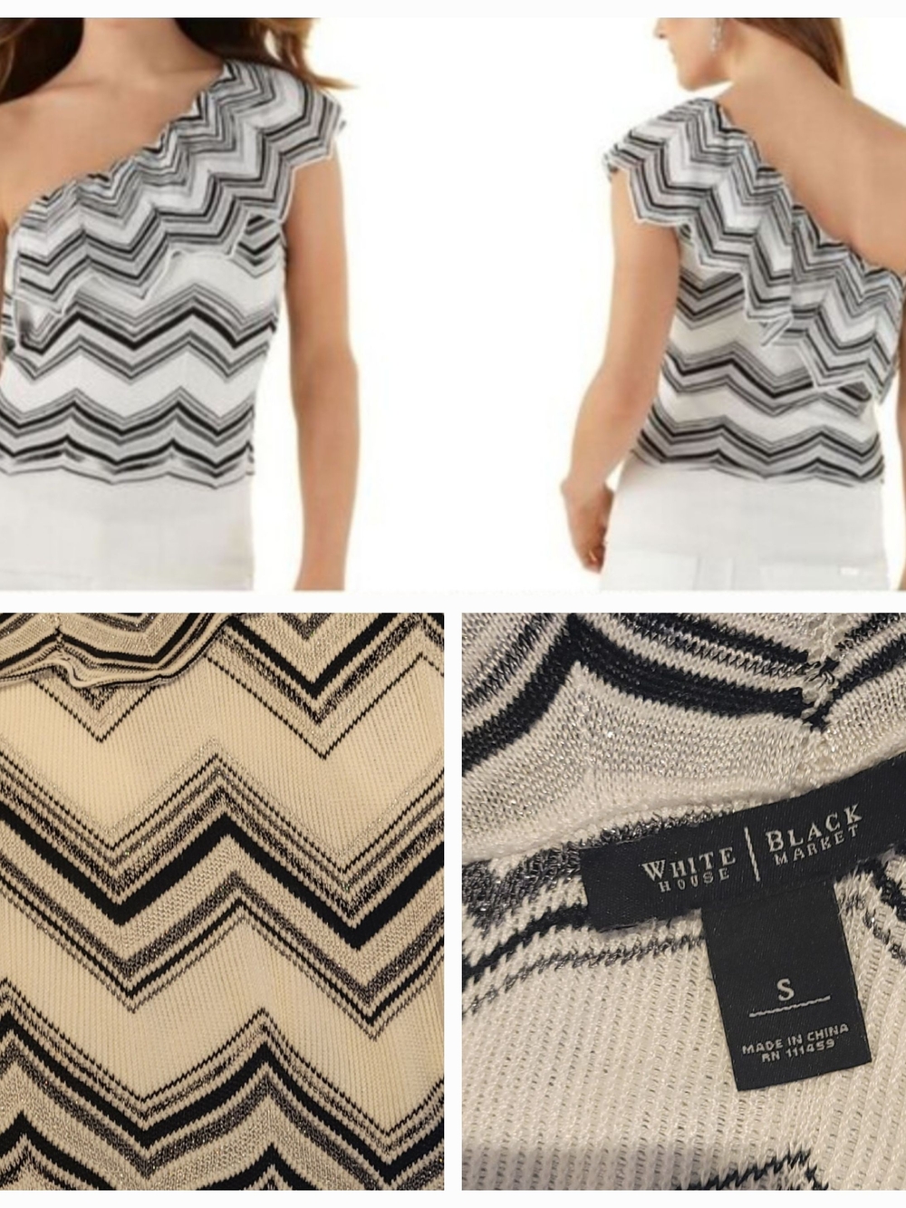 White House Black Market Women's One shoulder ruffle Sweater Size S